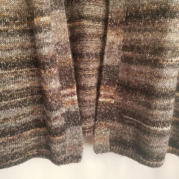 Natural Reflections Long Line Wool Blend Cardigan Sweater Large Gray Tan Multi - Picture 8 of 13
